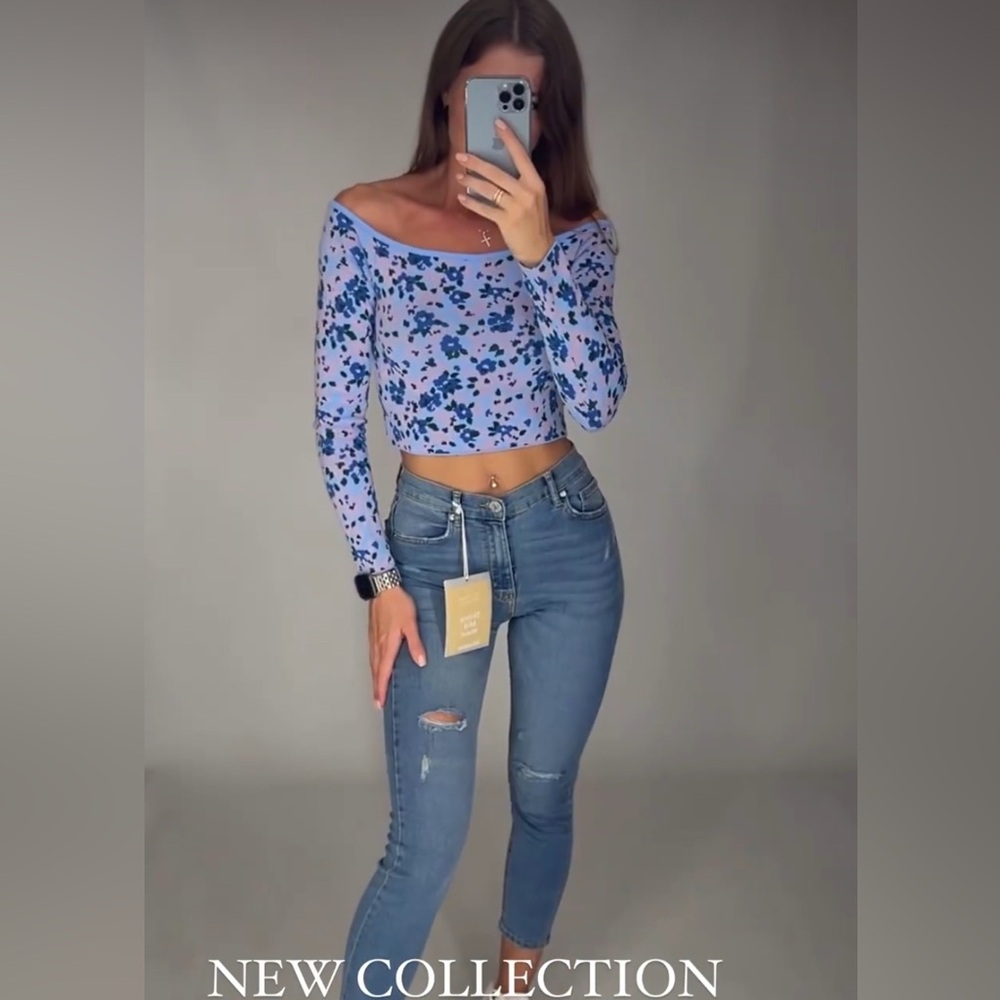 ZARA Off shoulder Jacquard knit top 1822/043